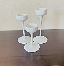 Ikea Blomster Glass Candlesticks Set of 3 White Glass Sleek Modern picture
