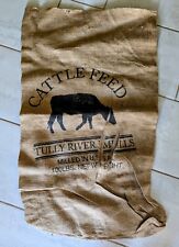 Vintage Burlap 100lb Cattle Feed Sack 40x21 ~ Tully River Mills picture