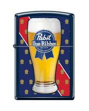 Pabst Blue Ribbon Beer Glass - Navy Matte Zippo Lighter picture