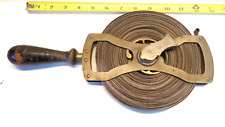 Vintage Antique Lufkin Rule Co. 100 ft Surveyors Tape Brass Hardware Saginaw USA picture