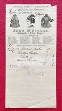 JOHN Mc NICOLL DRAPER 1881 BILLHEAD - KIRRIEMUIR, SCOTLAND - SOLD TO MISS DOWNIE picture