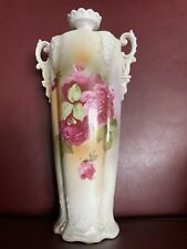 Antique Early 1900s Handpainted Ceramic German Rose Vase by Erdmann Suhl picture