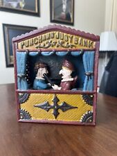 Vintage Punch & Judy Cast Iron Bank Book Of Knowledge Works Good Condition picture