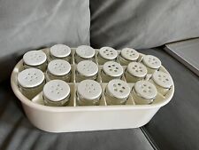 Vtg 70s MOD Copco White Plastic Oval Spice Rack 16 Jars Free Stand or Wall Mount picture