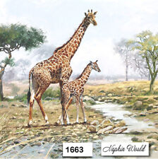 (1663) TWO Individual Paper Luncheon Decoupage Napkins -GIRAFFES  AFRICAN picture