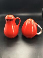 Vintage Hall Pottery MCM Art Deco Red & White Art Deco MCM Salt & Pepper Shakers picture