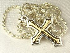 James Avery Sterling Silver & 18k Gold Passion Cross Pendant Chain Necklace-20