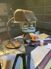 Vin Flexable Goose Neck Desk Lamp Cast Iron Base Copper Top 1940s picture
