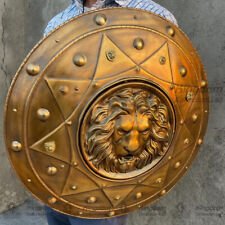 Lion Face Round Medieval Shield Knight Armor Shield Solid Steel Size 24 Inches picture