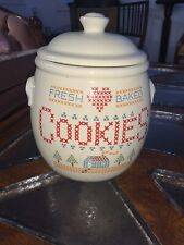 Treasure Craft Fresh Baked Cookies Cross Stitch Vintage 1984 Ceramic Cookie Jar picture