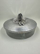 Vintage Clear Glass Trinket Dish with Hammered Aluminum Tulip Lid picture