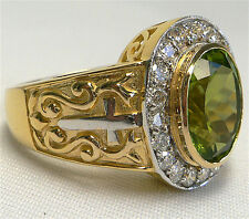 OVAL PERIDOT CHRISTIAN BISHOP 100% STERLING SILVER RING NEW 14K YELLOW GOLD picture
