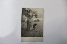 Ca. 1930's Black & White Photo Post Card Woman with Dog on Farm Un-Posted picture