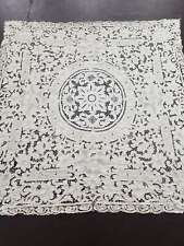 Vintage Cream Madeira Embroidered Cutwork Table Cloth 120x115cm picture