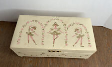 Vintage Movement Dancing Pink Velvet Ballerina Musical Rectangle Jewelry Box picture