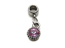 Pink Rhinestone Necklace Charm Silver Tone picture