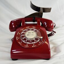 Vintage Red Rotary Dial Desk Telephone Bell Systems Western Electric picture
