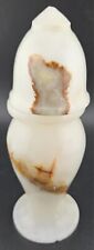 Vase-Vintage Marble Onyx Carved Stone/Natural White Beige Brown  picture