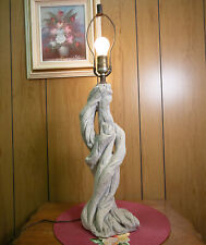 Vtg Chalkware Driftwood Plaster Faux Bois Table Lamp MCM 28