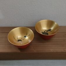 Vintage Japanese gold leaf makie Lacquerware Sake Cup Inoguchi crane turtle picture
