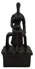 Antique Abstract Coated Bronze 7 Inch Seated Woman Sculpture Heavy Felt Bottom picture