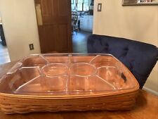 Longaberger 1995 Large Serving Tray Basket, Double Protector Solid &Chip & Dip picture