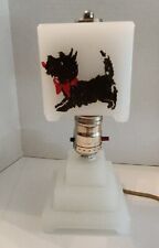 Houze ART DECO WHITE GLASS LAMP WITH SCOTTIE DOGS GLASS SHADE Works picture