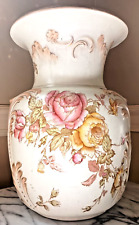 STUNNING XL Hand-painted Antique Vase w/Roses. raised relief & Gilt Gold details picture
