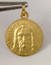 18KT SOLID YELLOW GOLD THE HOLY FACE OF JESUS MEDAL - 100% MADE IN ITALY picture