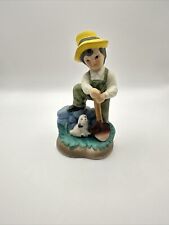 Vintage Boy With Dog Figurine Trinket Decor picture