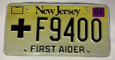 Rare New Jersey License Plate - First Aider - EMS #F9400 - Excellent Condition picture