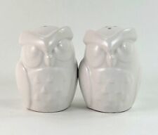White Barn Owl Salt & Pepper Shakers Set Ceramic 3