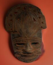 Vintage Mayan Aztec Native American Clay Face Mask Hanging Wall Art  10