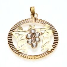 Vintage 14k yellow gold Judaica Spies Egypt Canaan Encircled Pendant CZ Judaica picture
