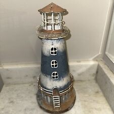 Vintage rustic metal tin handpainted lighthouse Sold As Is picture