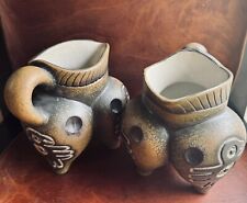 Terracotta Pitchers Mexico Sculpture Vintage Mayan Aztec Figure Pottery Pot Clay picture
