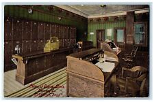 Davenport Iowa Postcard Office Crook Bros Laundry Co Interior View c1910 Antique picture