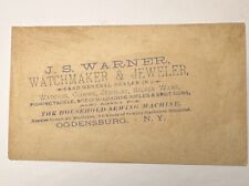 Victorian Jewelers Trade Card JS Warner Fishing Tackle Breech-Loading Rifles B82 picture