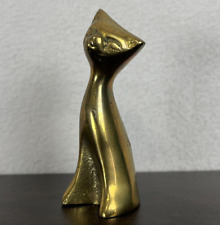 Vintage Atomic MCM RETRO Cat Figurine Brass Siamese Cat Short Ears DENMARK picture