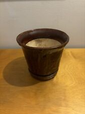 Vintage Brown Glazed Stoneware Flower Pot  CDP Natural White Clay picture