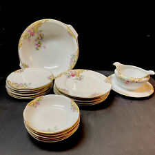 17pc Vintage TK Thun Czechoslovakia Windemere Hand Painted Plate Bowl Gravy Boat picture