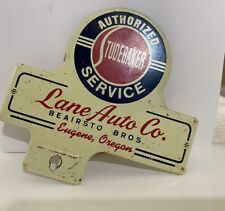 Vintage Studebaker Lane Auto Co Eugene Oregon Metal License Plate TOPPER Origina picture
