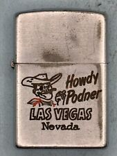 Vintage 1950-1957 Howdy Podner Las Vegas Nevada Chrome Zippo Lighter picture