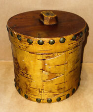 Vintage Leather Wrapped Wood Storage Box 5”W X5.5”T picture