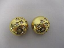 SWAROVSKI ROUND GOLDTONE CLIP ON EARRINGS with CRYSTAL STARS picture