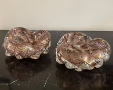 Mid Century Set of 2 Italian Murano Brownish and Gold Fleck Glass Bowls picture