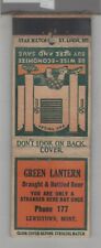 Matchbook Cover 1930s Star Match Co Green Lantern Draught Beer Lewiston, MT picture