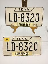 Vintage Pair Tennessee 1966 LAWRENCE COUNTY License Plate 1968 Wheel Tax Stamp picture