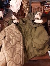 Vintage Army OG-107 Cold Weather Field Coat Military Med Reg W/2 Hoods/Liners picture