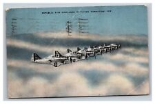 Vintage 1943 Military Postcard Republic P-35 Airplanes in Formation picture